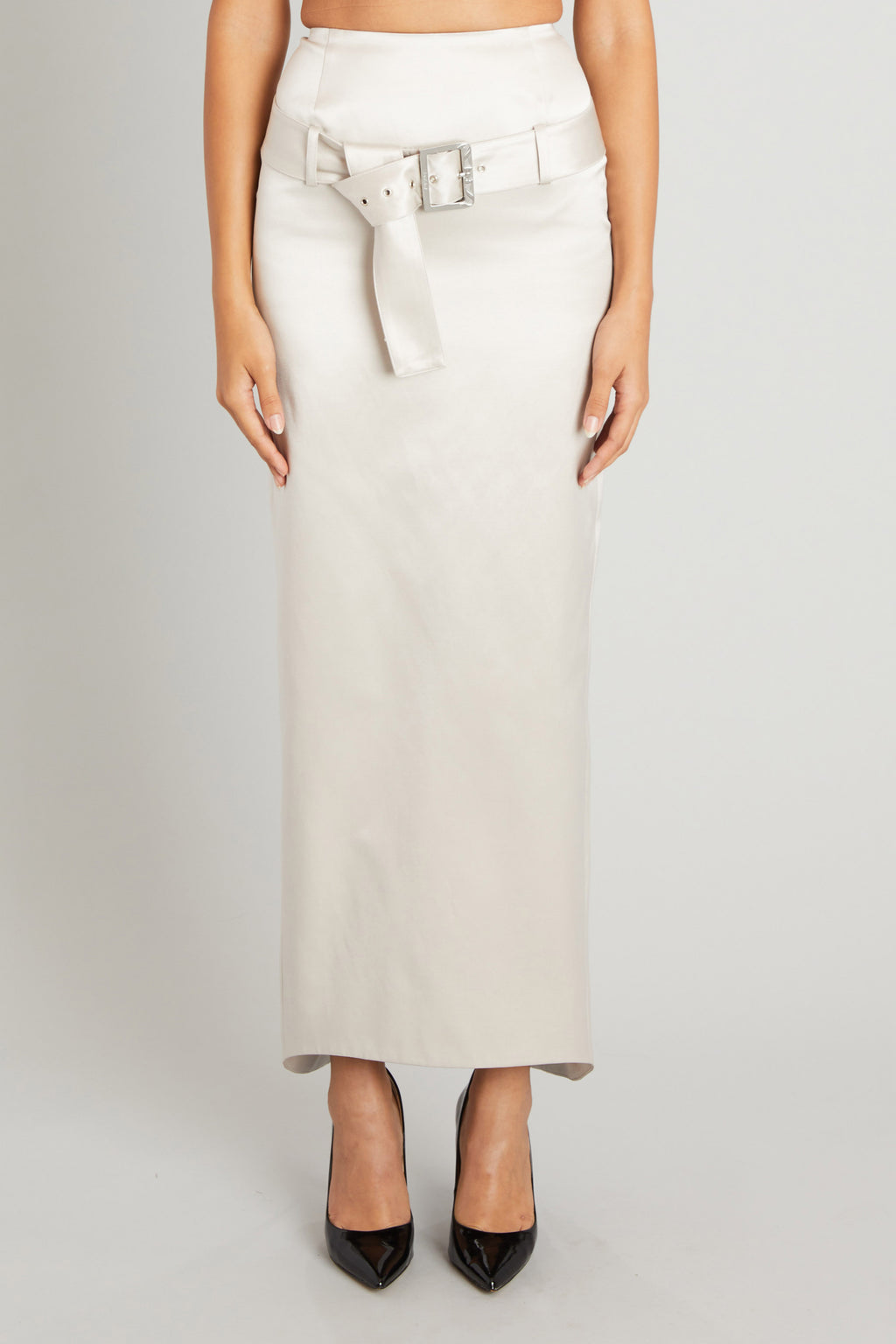 新品未使用HOLIDAY SLIM SKIRT Julie Skirt in Silver Satin – Wiederhoeft