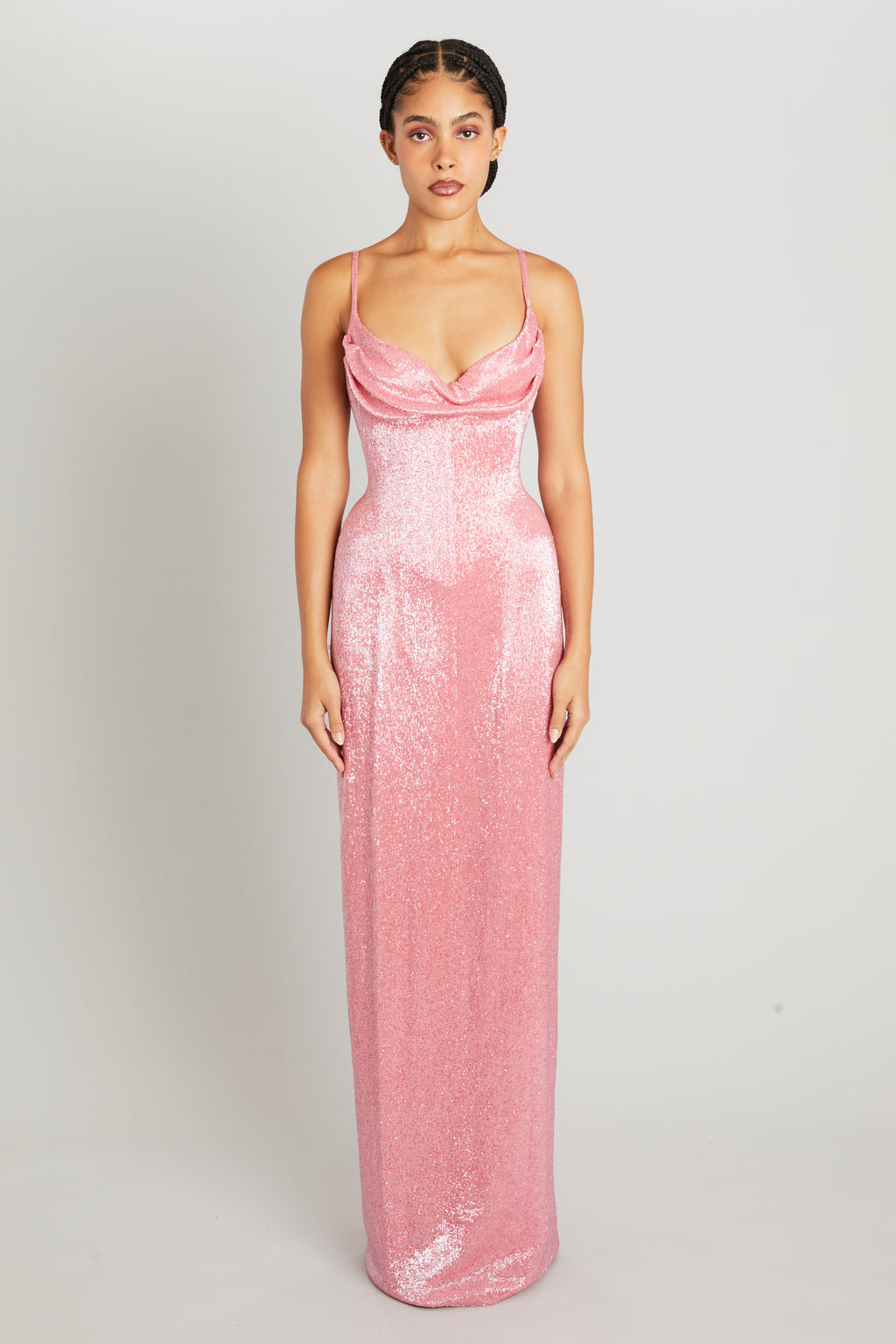 pink dress floor length Opal Pink Long Sleeve Maxi Dress - US 4