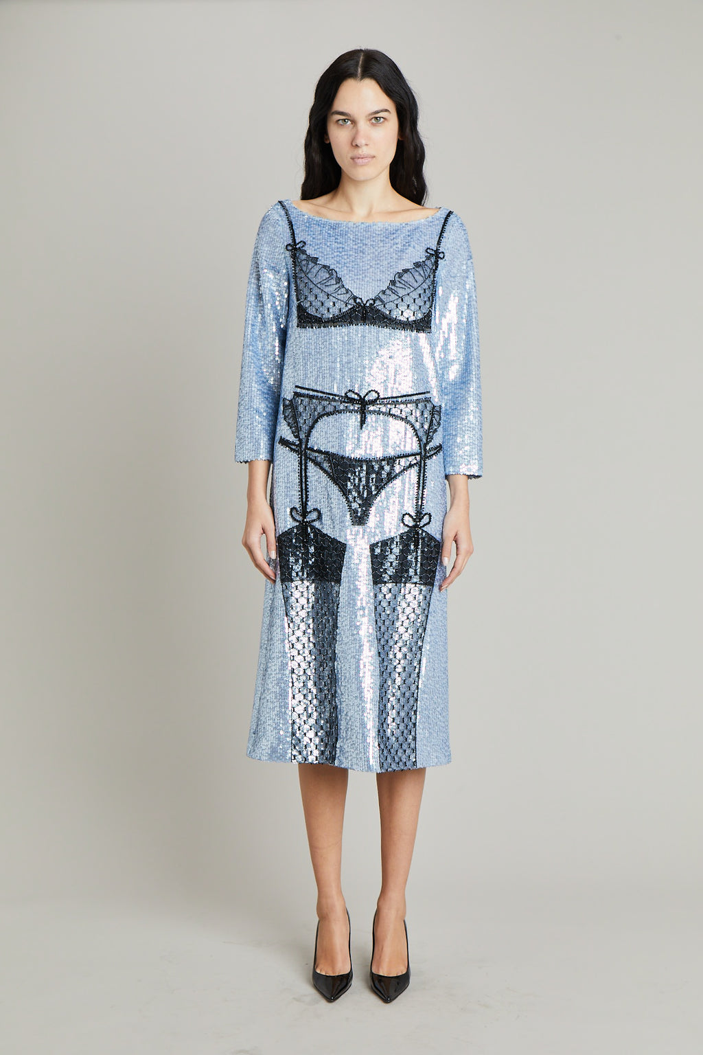 Lingerie Dress in Blue Sequins Wiederhoeft Lingerie Dress in Blue Sequins Wiederhoeft