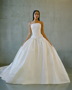 Ballgown Skirt in Off-White Double-Faced Silk Satin