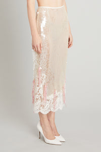 Mid-calf Wasp Skirt with Paillettes and Lace