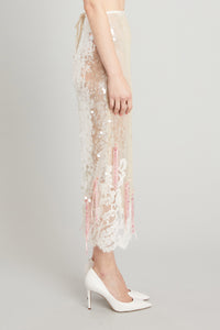 Mid-calf Wasp Skirt with Paillettes and Lace