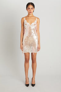 Mini Dress with Paillettes and Lace