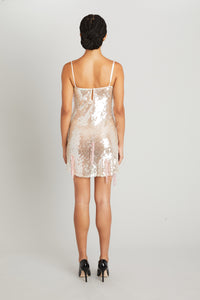 Mini Dress with Paillettes and Lace