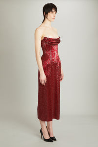 Mid-Calf Ivy Dress in Crimson Mid-Calf Ivy Dress in Crimson
