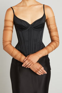 Fingerless Gloves in Brown Tulle