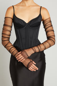 Fingerless Gloves in Black Tulle