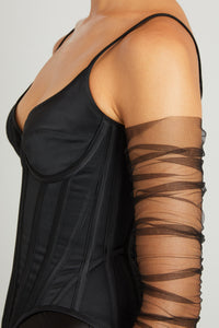 Fingerless Gloves in Black Tulle