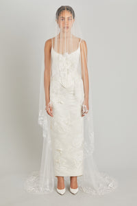 Chapel-Length Veil with Baby's Breath Embroidery