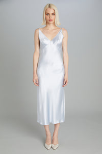 Mid-Calf Bias-Cut Dress in Crepe Back Satin