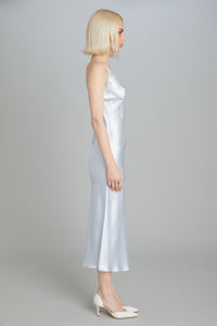 Mid-Calf Bias-Cut Dress in Crepe Back Satin