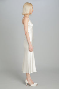 Mid-Calf Bias-Cut Dress in Crepe Back Satin