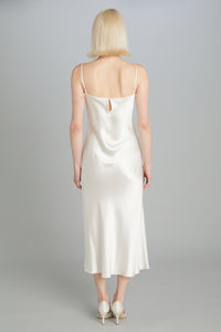 Mid-Calf Bias-Cut Dress in Crepe Back Satin