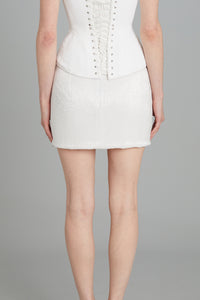Mini Skirt in White Beads