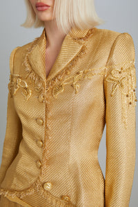Salon Jacket in Gold Lame with Gold Embroidery