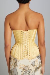 Strapless Salon Corset in Yellow Satin with Draping