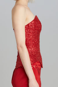 Julie Corset in Red Bullion Embroidery