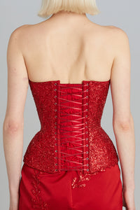Julie Corset in Red Bullion Embroidery