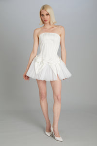 Bow Mini Skirt in Matte Satin