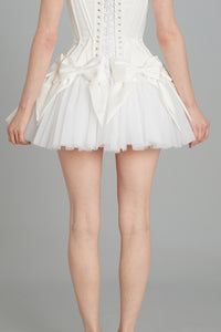 Bow Mini Skirt in Matte Satin