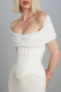 Wasp corset in Matte Satin with Beaded Drape