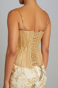 Salon Corset in Gold Lame with Gold Beading