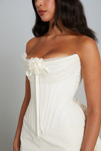 Ophelia Corset in White Taffeta