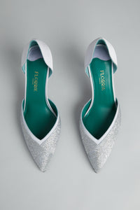 Salon d'Orsay Pump in Pale Blue Satin with Beading