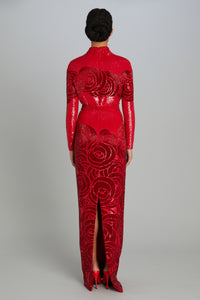 Room Dress in Sequin & Bead Rose Embroidery