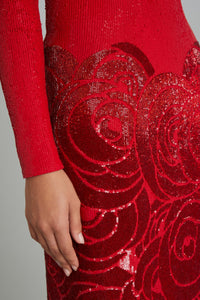 Room Dress in Sequin & Bead Rose Embroidery