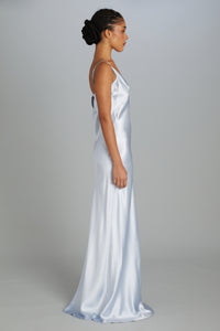 Floor-Length Bias-Cut Dress in Crepe Back Satin