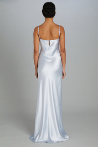 Floor-Length Bias-Cut Dress in Crepe Back Satin