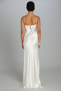 Floor-Length Bias-Cut Dress in Crepe Back Satin