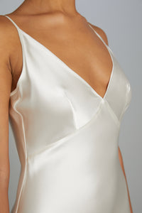 Floor-Length Bias-Cut Dress in Crepe Back Satin