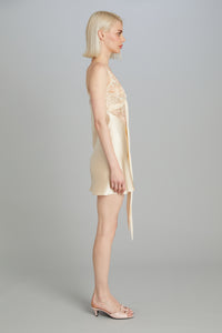 Blumen Mini Dress in Champagne Satin