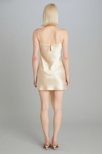 Blumen Mini Dress in Champagne Satin