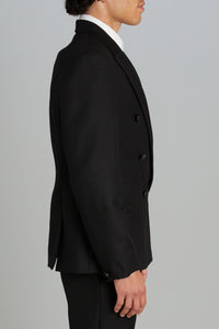 Double-Breasted Jacket in Black Wool Twill