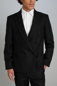 Double-Breasted Jacket in Black Wool Twill