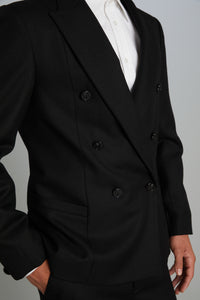 Double-Breasted Jacket in Black Wool Twill