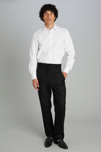 High-waisted Trousers in Black Wool Twill