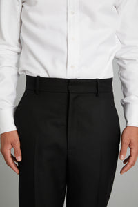 High-waisted Trousers in Black Wool Twill