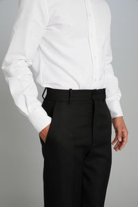 High-waisted Trousers in Black Wool Twill