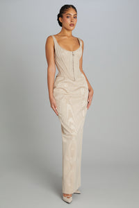 Floor-length Wasp Skirt in Limestone Moire