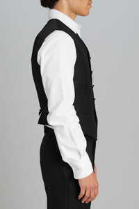 Vest in Black Wool Twill