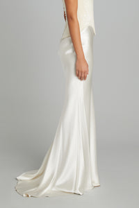 Gallery Skirt in Off-White Crepe Back Satin
