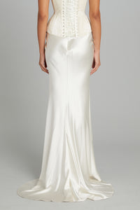 Gallery Skirt in Off-White Crepe Back Satin