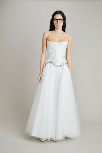 BRIDAL GODET HARDWARE GOWN