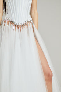 BRIDAL GODET HARDWARE GOWN