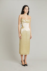 GOLD CORSETED DRESS
