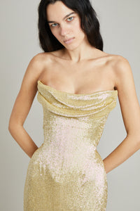 GOLD CORSETED DRESS